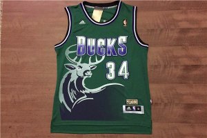 Maillot De Basket Milwaukee Bucks Ray Allen 34 Back to Ancient Big Deer Head Nouveau Tissu Fan Edition Vert